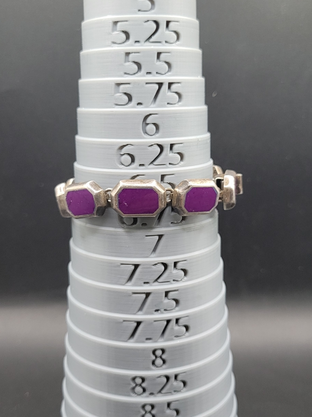 Taxco Sterling Silver Bracelet with Purple Hexagon Inlay